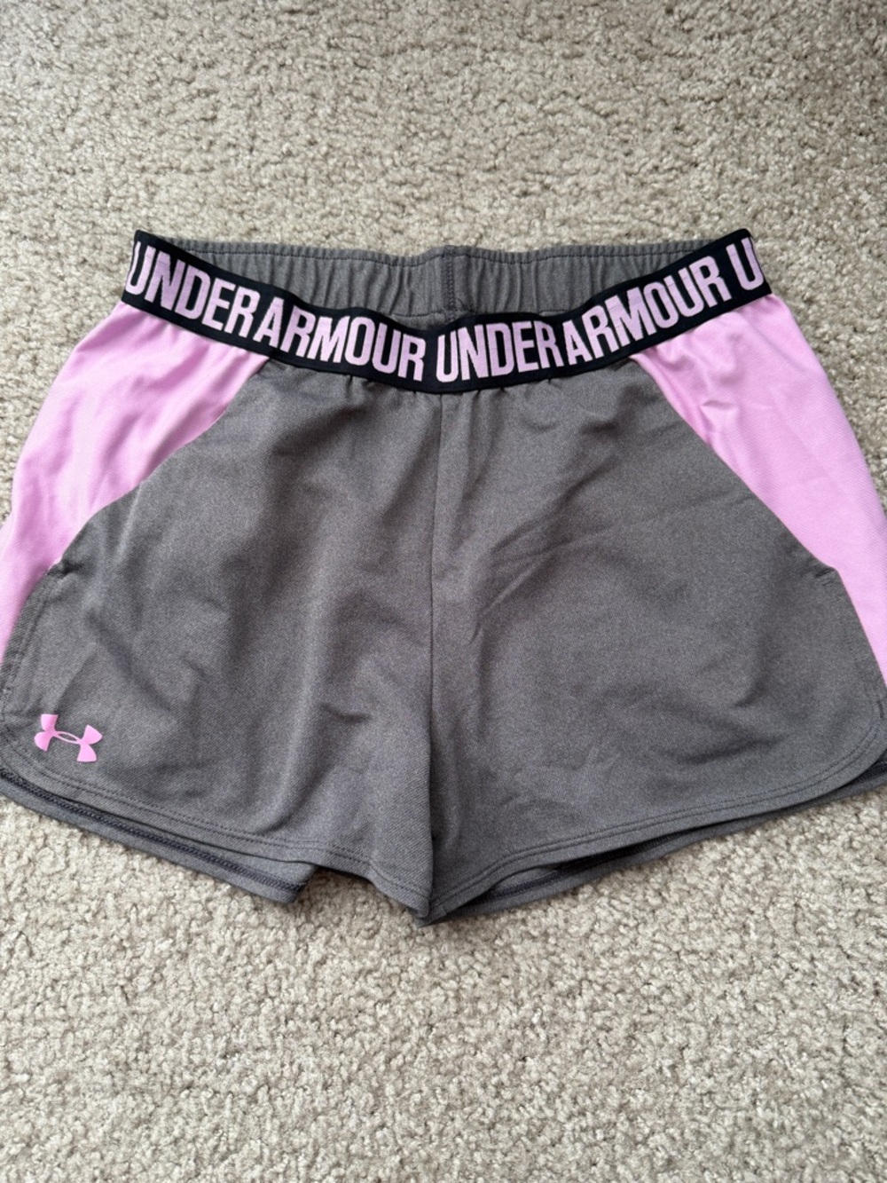 Under Armour Gray and Pink Women's Athletic Shorts